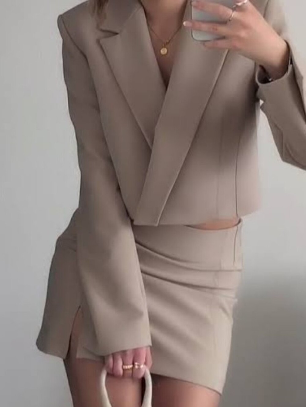 ZARA Taupe Mini Skirt with Slit